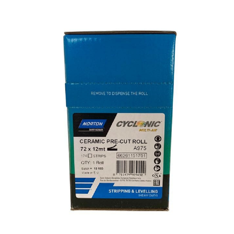 Norton Blue STRIPPING & LEVELLING (Heavey Duty) ROLLS Norton Cyclonic Multi-Air Ceramic PRE-CUT ROLL A975 12mt - STRIPPING AND LEVELLING (HEAVY DUTY) - Image 1